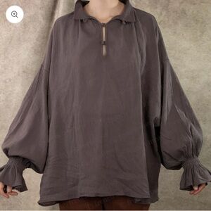 French Meadows Darcy Pirate gray cotton gauze Blouse shirt top XL Unisex